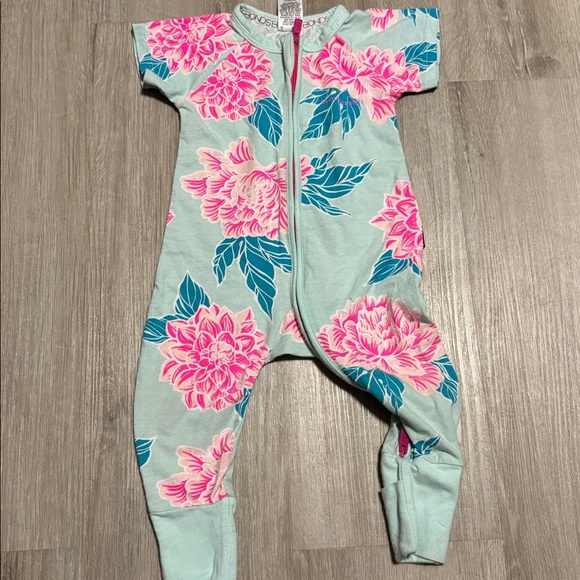 Floral Baby Onesie with Pink and Blue Flowers - Picture 1 of 1